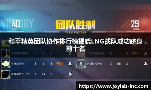 和平精英团队协作排行榜揭晓LNG战队成功跻身前十名